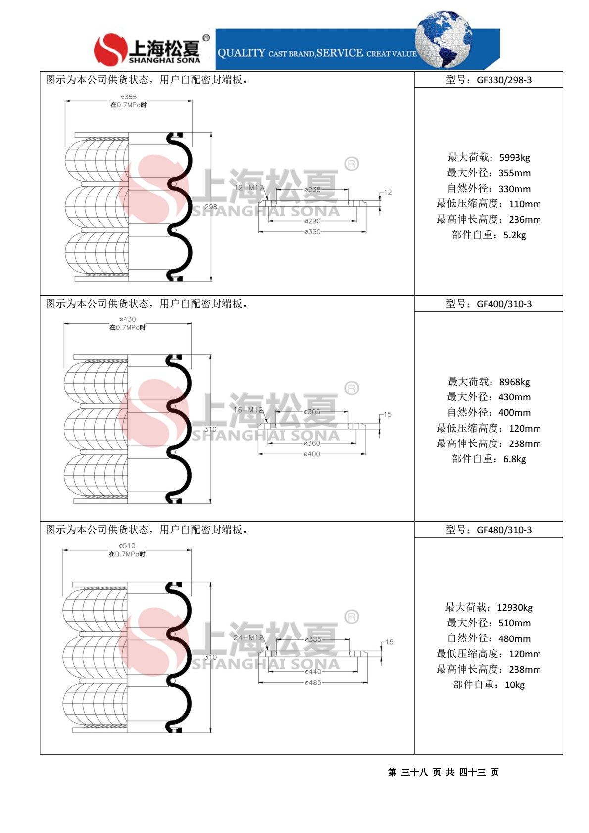 一层固定式橡胶气囊 造纸机专用